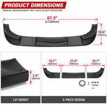 NINTE Front Bumper Lip Splitter Fit for Chevrolet Corvette C6 Base 2005-2013 Painted Black ABS Plastic 3-Piece ZR1 Style - NINTE