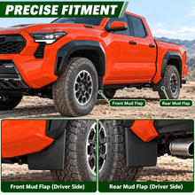 NINTE Front and Rear Mud Flaps Splash Guards Kit Fit for Toyota Tacoma 2024-2025 Black ABS 4-Piece