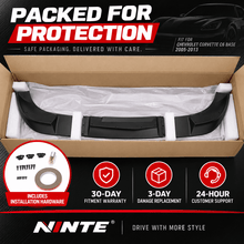 NINTE Front Bumper Lip Splitter Fit for Chevrolet Corvette C6 Base 2005-2013 Painted Black ABS Plastic 3-Piece ZR1 Style - NINTE