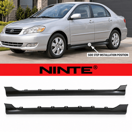 NINTE Left Right Lower Side Skirts Kit Fit for Toyota Corolla 2003-2008 US Spec Black ABS Plastic Without Logo - NINTE