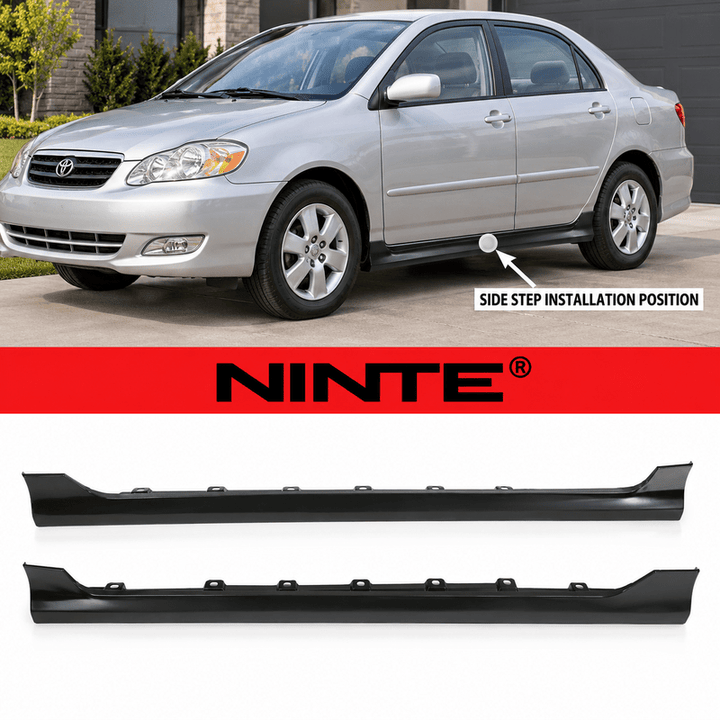 NINTE Left Right Lower Side Skirts Kit Fit for Toyota Corolla 2003-2008 US Spec Black ABS Plastic Without Logo - NINTE