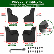 NINTE Front and Rear Mud Flaps Splash Guards Kit Fit for Toyota Tacoma 2024-2025 Black ABS 4-Piece