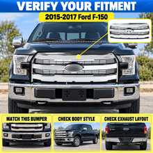 NINTE Front Upper Grille Replacement Fit for Ford F-150 2015-2017 Chrome One Piece Factory Style Without Camera Hole - NINTE