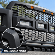 NINTE Front Mesh Bumper Grille Fit for Ford F-150 2018-2020 Matte Black ABS with 2 Side Lights and 3 Amber LED Accent Lights by NINTE - NINTE