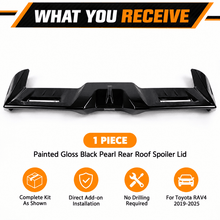 NINTE Rear Roof Spoiler Wing Fit for Toyota RAV4 2019-2025 Painted Gloss Black Pearl One Piece MCX Sport Style