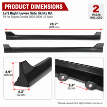 NINTE Left Right Lower Side Skirts Kit Fit for Toyota Corolla 2003-2008 US Spec Black ABS Plastic Without Logo - NINTE