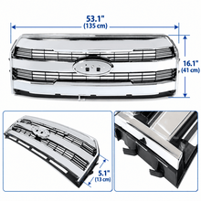 NINTE Front Upper Grille Replacement Fit for Ford F-150 2015-2017 Chrome One Piece Factory Style Without Camera Hole - NINTE