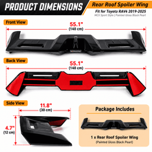 NINTE Rear Roof Spoiler Wing Fit for Toyota RAV4 2019-2025 Painted Gloss Black Pearl One Piece MCX Sport Style