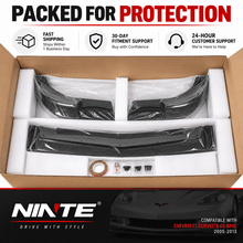 NINTE Front Bumper Lip Splitter Fit for Chevrolet Corvette C6 Base 2005-2013 Carbon Fiber Look ABS Plastic ZR1 Style - NINTE