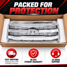 NINTE Front Upper Grille Replacement Fit for Ford F-150 2015-2017 Chrome One Piece Factory Style Without Camera Hole - NINTE