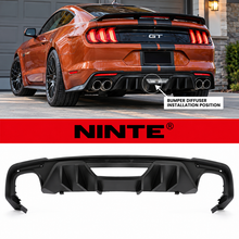 Load image into Gallery viewer, NINTE Rear Bumper Diffuser Lip Fit for Ford Mustang EcoBoost GT350 2018-2023 Black Polypropylene Rock Style Dual Exhaust Only