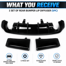 NINTE Rear Bumper Lip Diffuser Fit for Dodge Durango 2011-2026 Gloss Black 5-Piece V1 Sport Style - NINTE