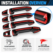 NINTE Exterior Door Handle Covers Fit for GMC Sierra 2014-2024 Painted Gloss Black ABS Tape on Trim - NINTE