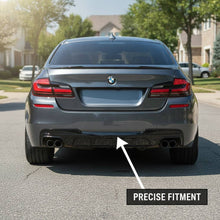 Cargar imagen en el visor de la galería, NINTE Rear Bumper Lip Diffuser Splitter Fit for BMW 5 Series F10 520i 528i 2011-2016 Painted Gloss Black Single Exhaust Outlet One Piece Without Logo
