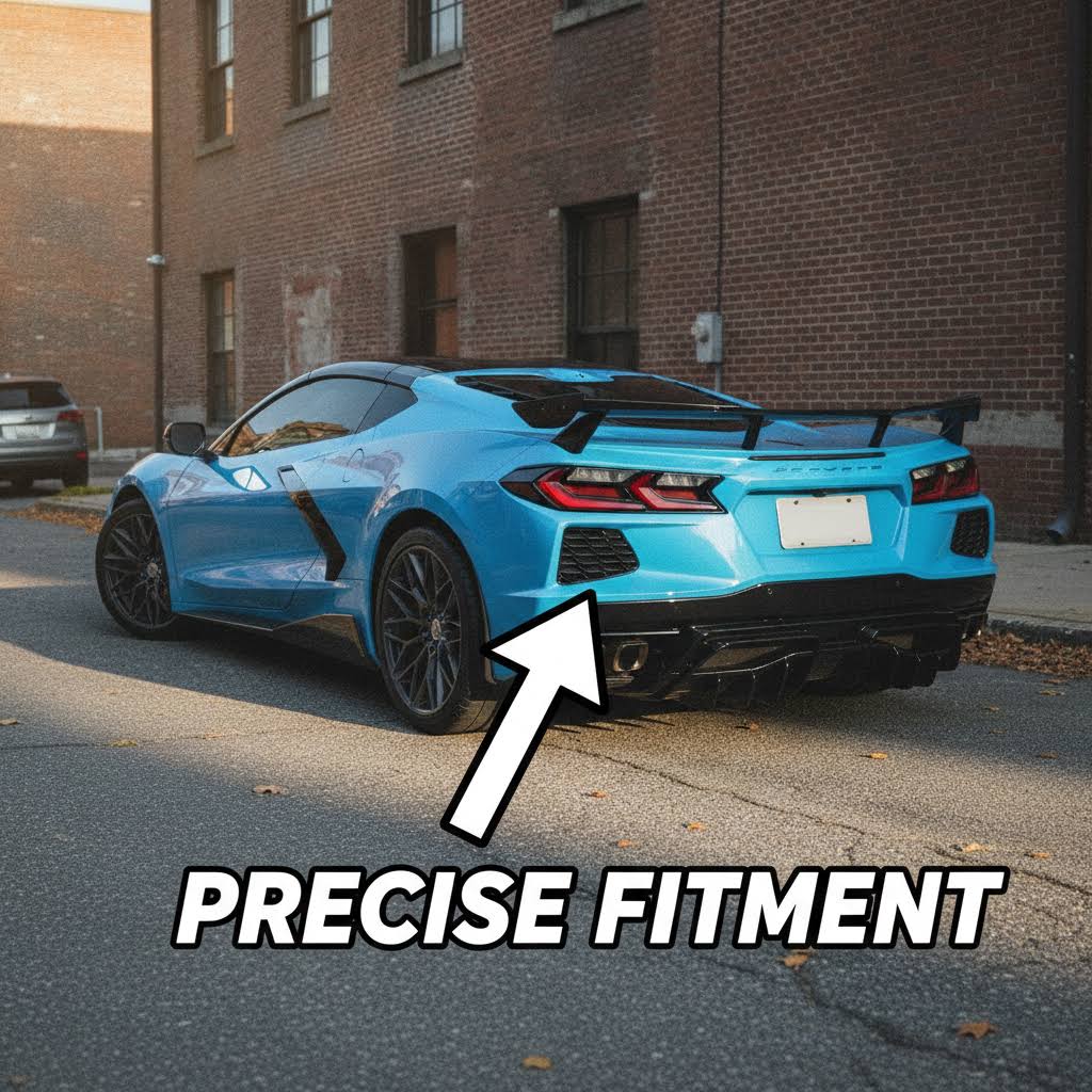 NINTE Rear Bumper Lip Diffuser Splitter Fit for Chevy Corvette C8 2020-2026 Painted Gloss Black ABS One Piece Sport Style Without Logo
