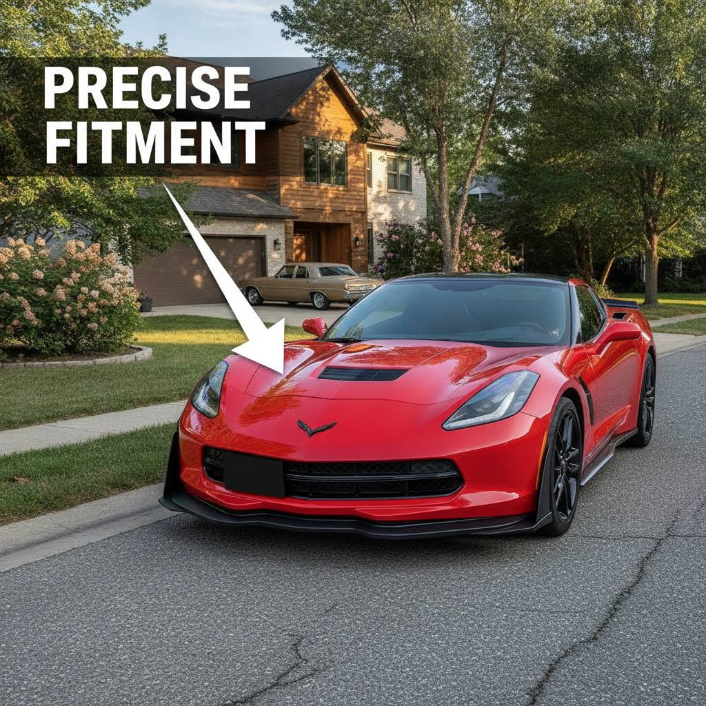 NINTE Front Bumper Lip Splitter Fit for 2014-2019 Chevrolet Corvette C7 Stingray Stage 3 Painted Gloss Black One Piece Sport Style Without Logo