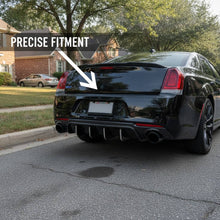 Cargar imagen en el visor de la galería, NINTE Rear Bumper Diffuser Lip Splitter fit for 2015-2023 Chrysler 300 SRT Painted Gloss Black Shark Fins Sport Style Without Logo