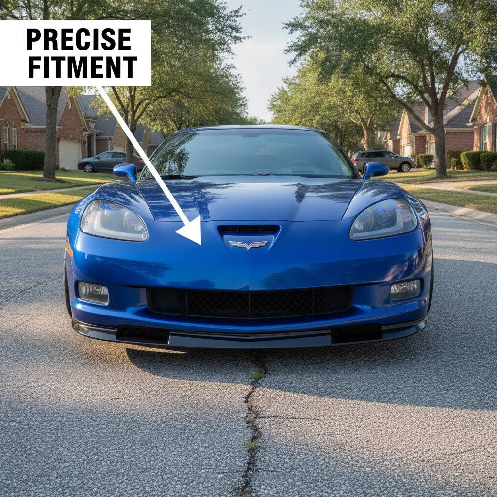 NINTE Front Bumper Lip Splitter Fit for 2005-2013 Chevrolet Corvette C6 Widebody Painted 3-Piece Kit ZR1 Sport Style Without Logo