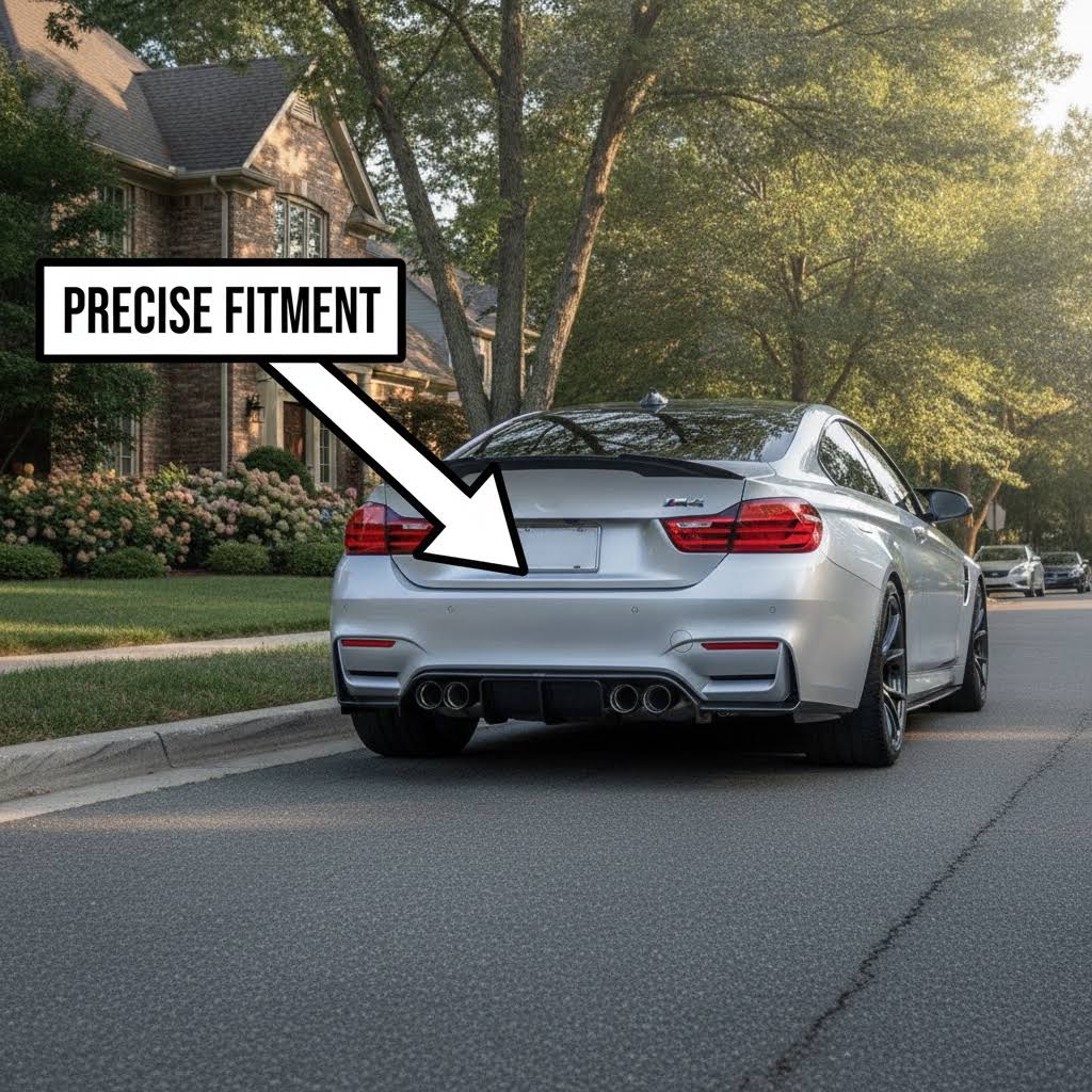 NINTE Rear Bumper Lip Diffuser Splitter Kit Fit for BMW F80 M3 F82 M4 F83 2015-2020 Carbon Fiber Look 3-Piece V Style Without Logo