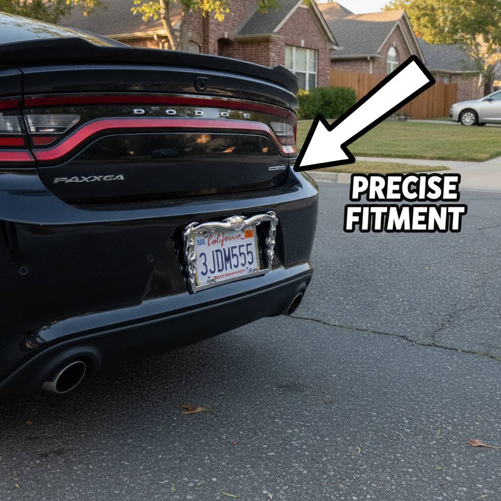 NINTE Fire Style 3D License Plate Frame Cover ABS Painted Chrome Plate Cover Trim Protector with 2 Holes Exterior Accessories - NINTE