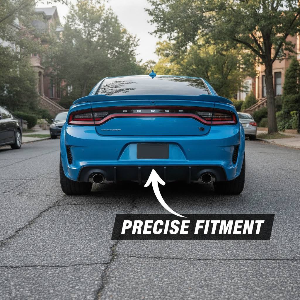 NINTE Rear Bumper Diffuser Lip Splitter Fit for 2020-2023 Dodge Charger Widebody Painted Gloss Black One Piece Sport Style Without Logo - NINTE
