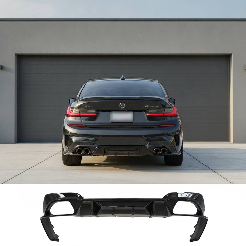 NINTE Rear Bumper Diffuser Fit for 2019-2022 BMW 3 Series G20 M Sport 330i M340i Matte Black One Piece Sport Style Without Logo