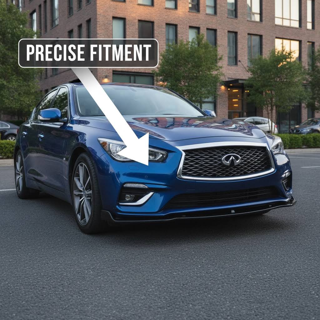 NINTE Front Lip For 2018–2024 Infiniti Q50 Base / LUXE 3PCS Front Bumper Lip Chin Spoiler Splitter - NINTE