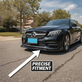 NINTE Front Bumper Lip Fit for 2019-2021 Benz W205 2019-2023 C205 A205 AMG C43 C-Class Painted Gloss Black One Piece Sport Style Without Logo