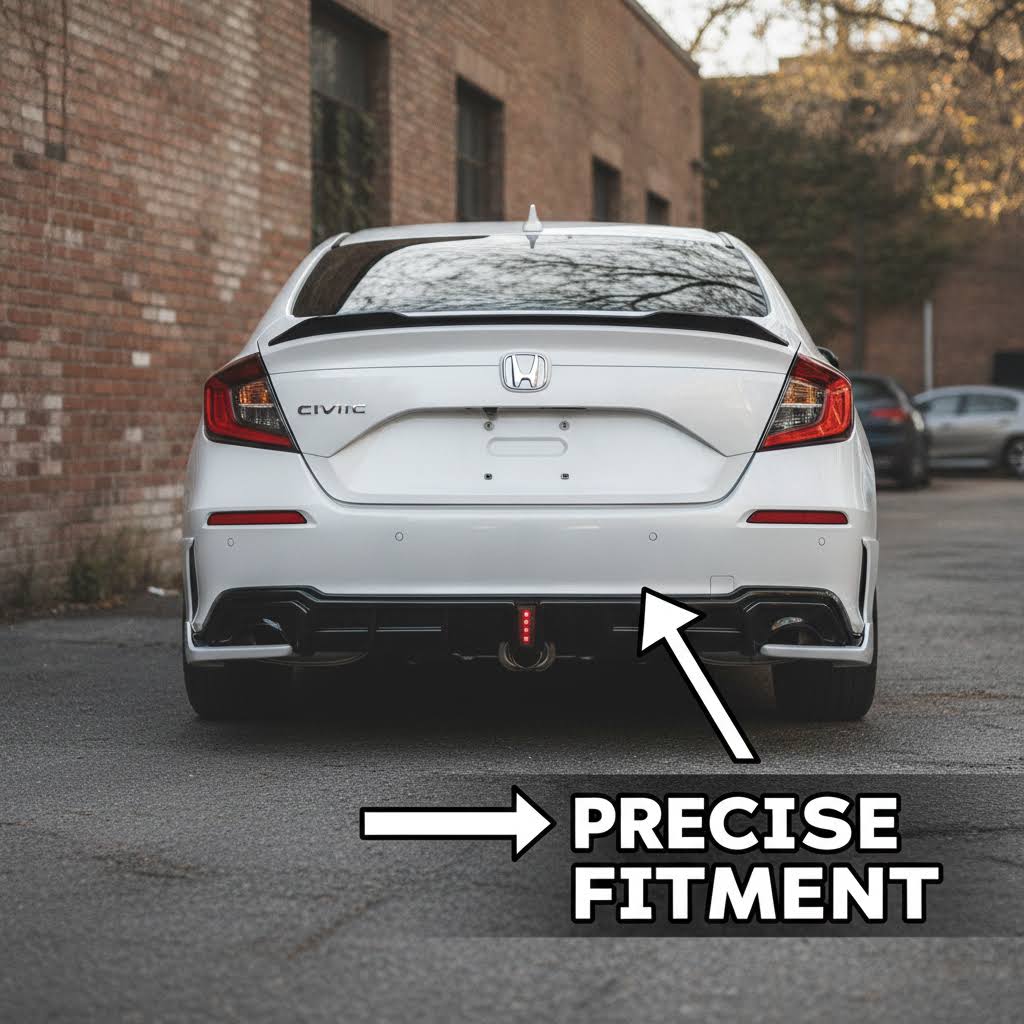 NINTE YOFER V2 Style Rear Diffuser + Corner Spats For 2022-2026 11th Honda Civic Sedan - NINTE