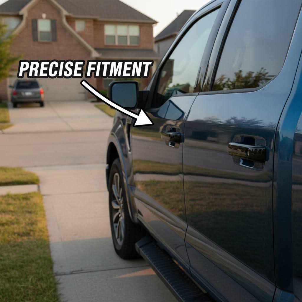 NINTE Side Door Handle Covers Overlay Trim Fit for Ford F-150 Bronco 2021-2026 with Smart Key Holes Painted Gloss Black Tape on Without Logo - NINTE