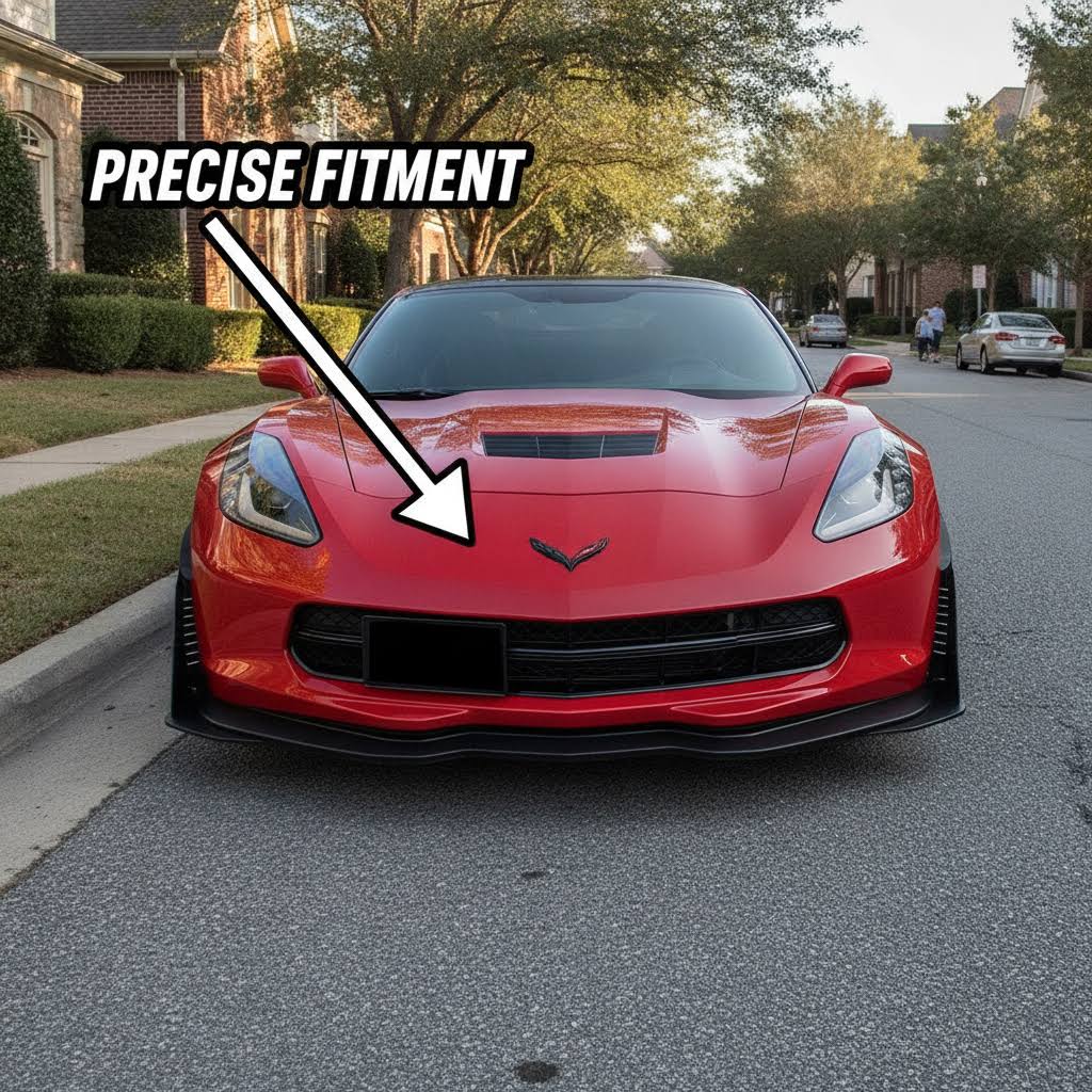 NINTE Front Bumper Lip Splitter Fit for 2014-2019 Chevrolet Corvette C7 Stingray Stage 3 Painted Gloss Black One Piece Sport Style Without Logo