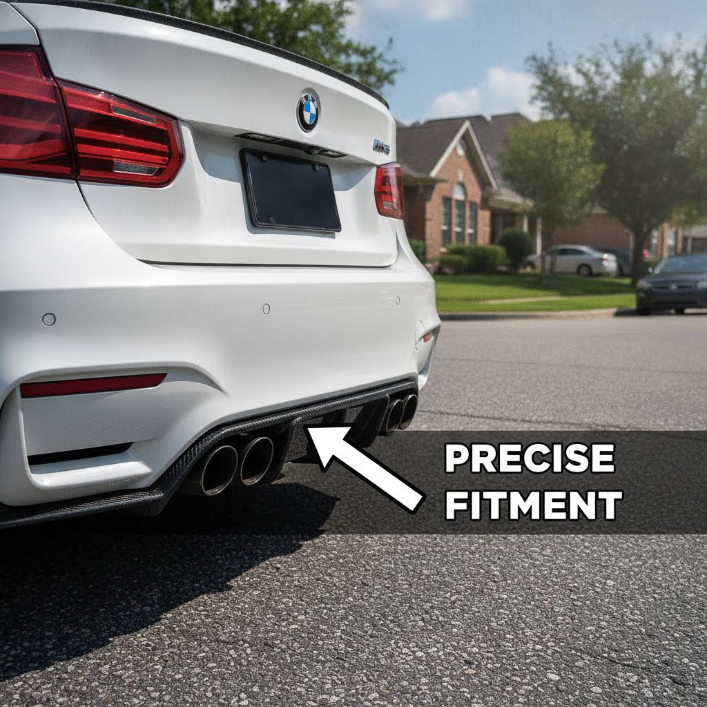 NINTE Rear Bumper Diffuser Lower Middle Lip Fit for BMW F80 M3 F82 F83 M4 with M Sport Bumper 2015-2020 Painted ABS One Piece Sport Style Without Light