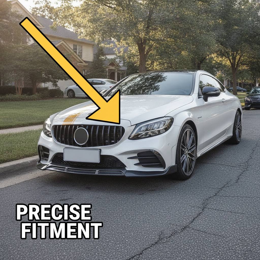 NINTE Front Bumper Lip Fit for 2019-2021 Benz W205 2019-2023 C205 A205 AMG C43 C-Class Painted Gloss Black One Piece Sport Style Without Logo