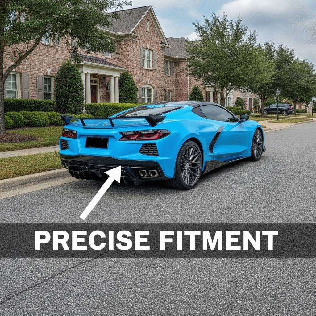 NINTE Rear Bumper Lip Diffuser Splitter Fit for Chevy Corvette C8 2020-2026 Painted Gloss Black ABS One Piece Sport Style Without Logo