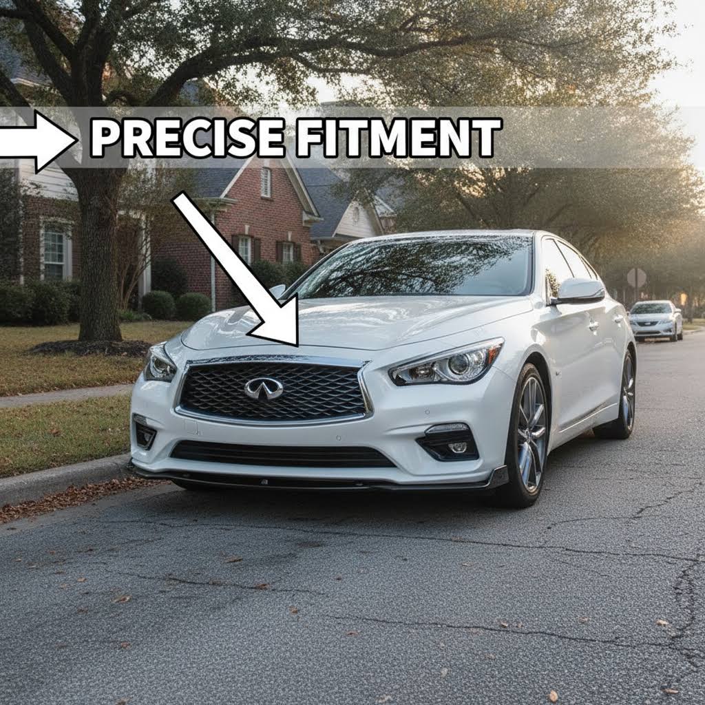 NINTE Front Lip For 2018–2024 Infiniti Q50 Base / LUXE 3PCS Front Bumper Lip Chin Spoiler Splitter - NINTE