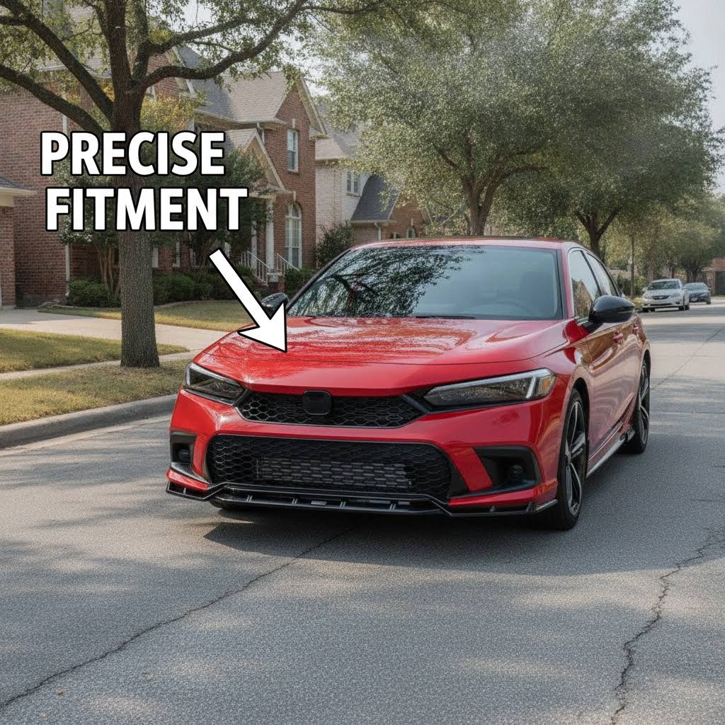 NINTE front lip For 2025-26 Honda Civic 11th 2 Tone Yofer Front Bumper Lip Splitter - NINTE