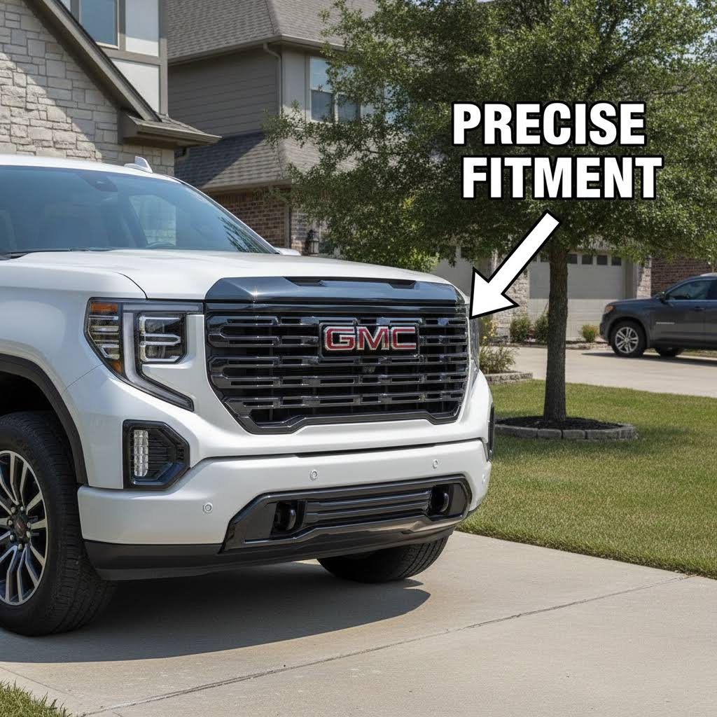 Front Grille Upper Top Molding Trim Piece Fit for GMC Sierra 1500 2022-2025 Chrome One Piece Style Without Logo