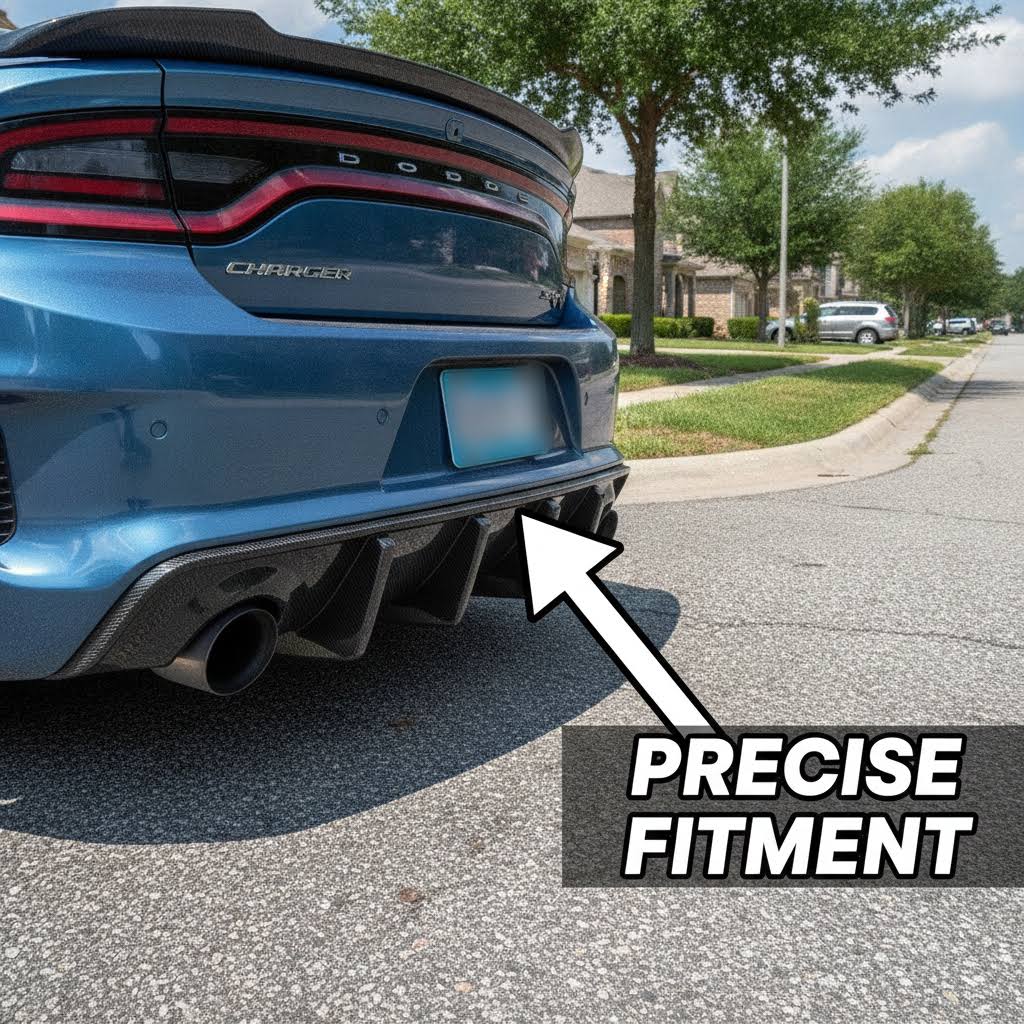 NINTE Rear Bumper Diffuser Lip Splitter Fit for 2020-2023 Dodge Charger Widebody Painted Gloss Black One Piece Sport Style Without Logo - NINTE