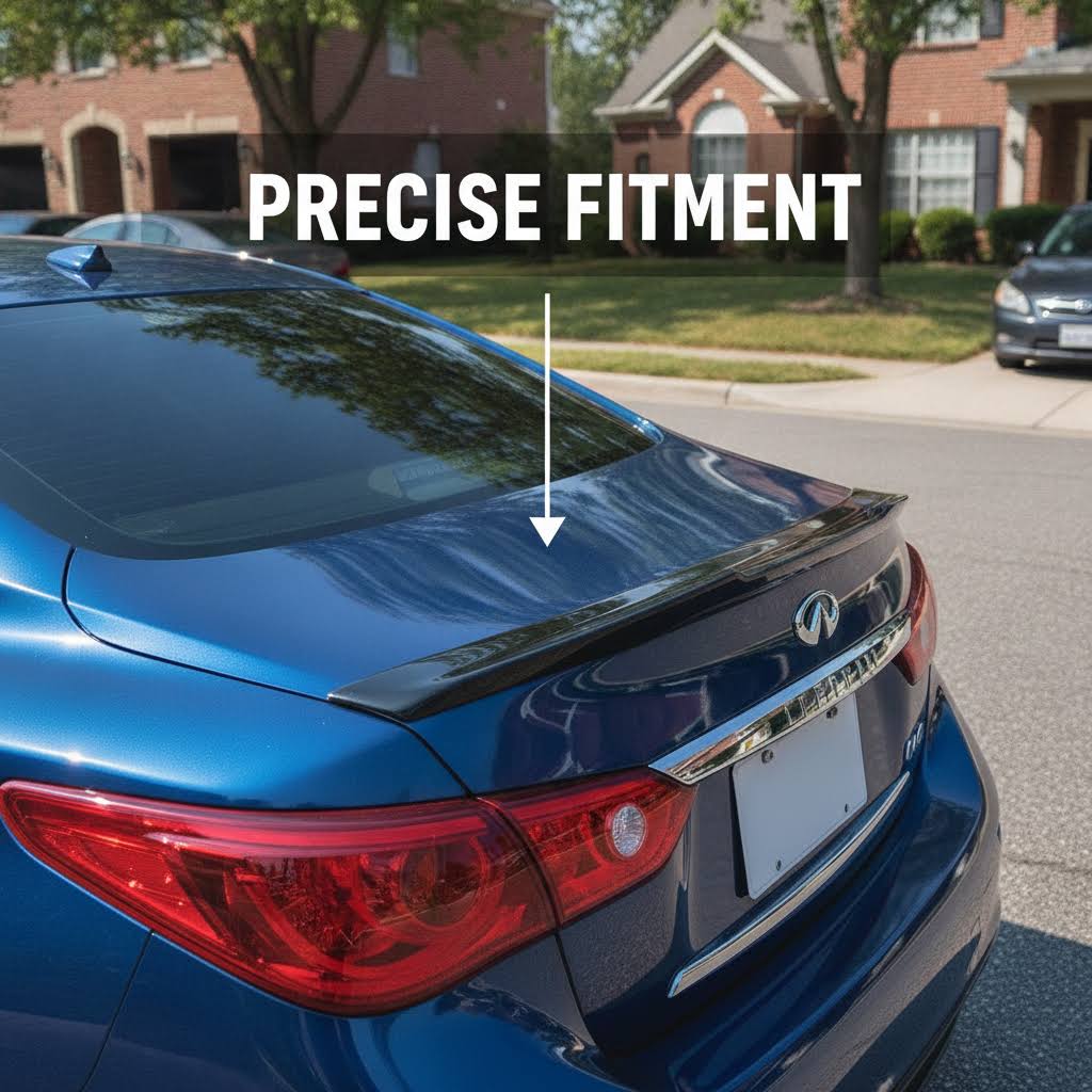 NINTE Rear Trunk Spoiler Wing fit for 2014-2024 Infiniti Q50 Carbon Fiber Look One Piece PSM Style Without Logo