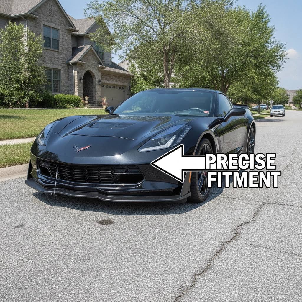 NINTE Front Bumper Lip Splitter Fit for 2014-2019 Chevrolet Corvette C7 Stingray Stage 3 Painted Gloss Black One Piece Sport Style Without Logo