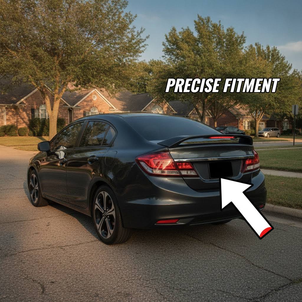 NINTE Rear Trunk Spoiler Wing Fit for Honda Civic Sedan 2012-2015 Matte Black with Integrated LED - NINTE