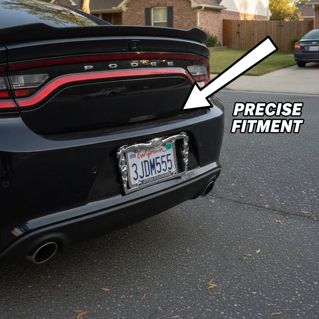 NINTE Fire Style 3D License Plate Frame Cover ABS Painted Chrome Plate Cover Trim Protector with 2 Holes Exterior Accessories - NINTE