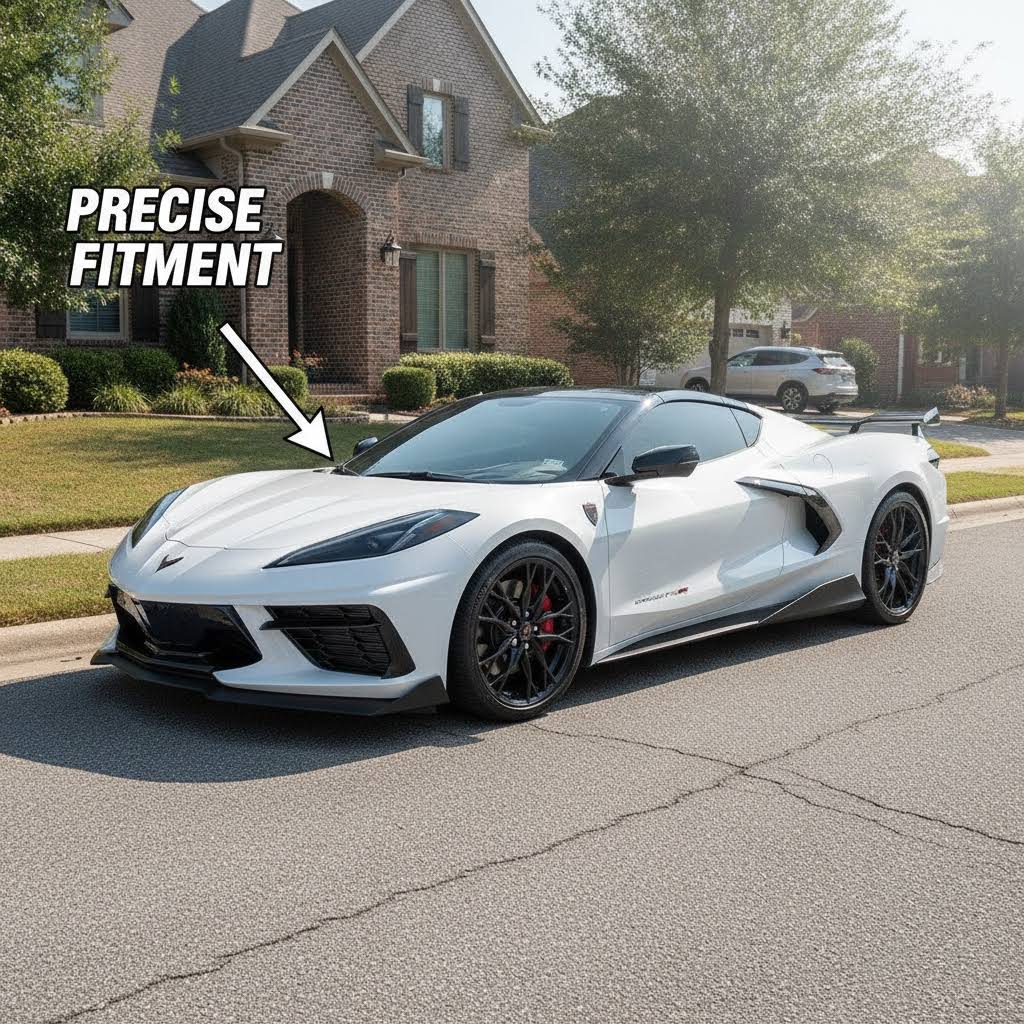 NINTE Side Skirts Rocker Panels Splitter Fit for Chevy Corvette C8 Stingray 2020-2025 One Piece GM 5VM Style Without Logo - NINTE