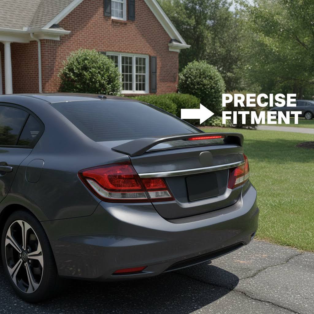 NINTE Rear Trunk Spoiler Wing Fit for Honda Civic Sedan 2012-2015 Matte Black with Integrated LED - NINTE