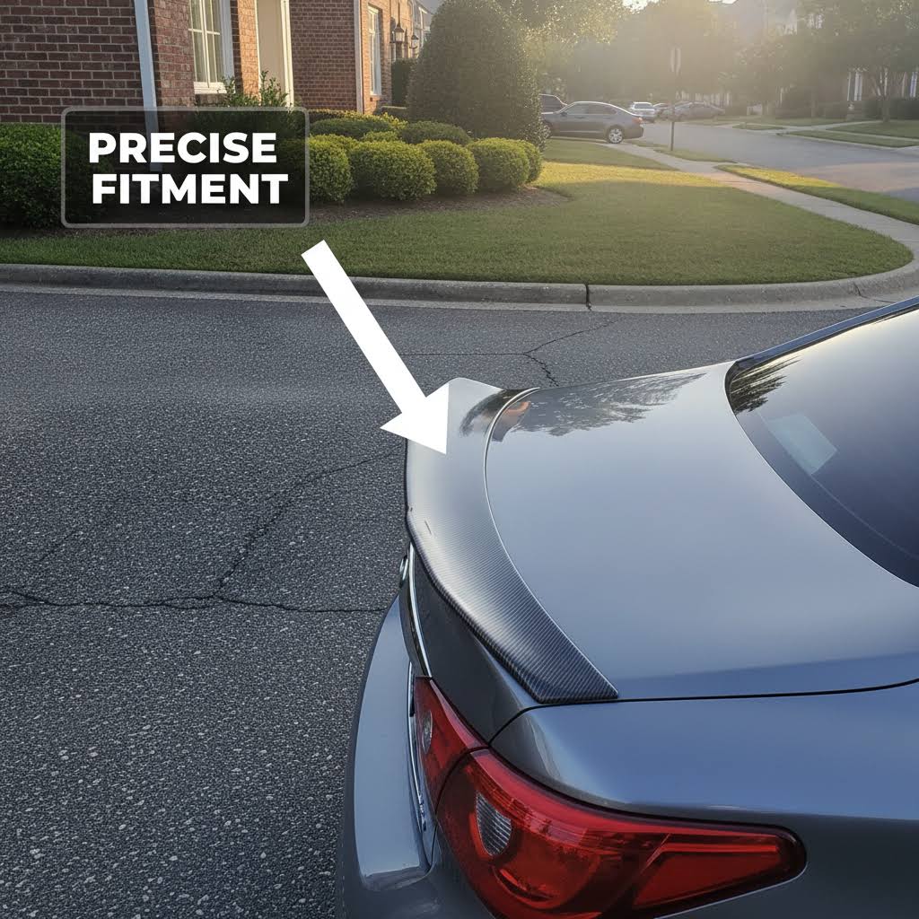 NINTE Rear Trunk Spoiler Wing fit for 2014-2024 Infiniti Q50 Carbon Fiber Look One Piece PSM Style Without Logo