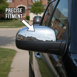 NINTE Mirror Cover For 2007-2013 Chevy Silverado 1500 GMC Sierra 1500 Yukon Gloss Black / Chrome