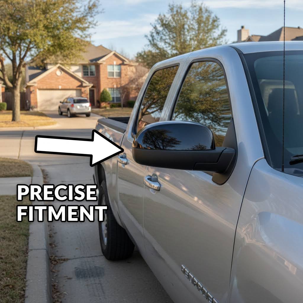 NINTE Mirror Cover For 2007-2013 Chevy Silverado 1500 GMC Sierra 1500 Yukon Gloss Black / Chrome