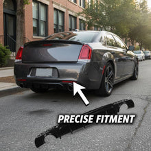 Cargar imagen en el visor de la galería, NINTE Rear Bumper Diffuser Lip Splitter fit for 2015-2023 Chrysler 300 SRT Painted Gloss Black Shark Fins Sport Style Without Logo