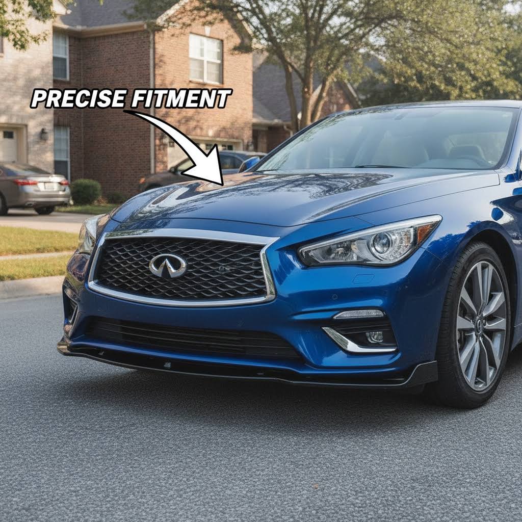 NINTE Front Lip For 2018–2024 Infiniti Q50 Base / LUXE 3PCS Front Bumper Lip Chin Spoiler Splitter - NINTE