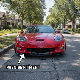 NINTE Front Bumper Lip Splitter Fit for 2005-2013 Chevrolet Corvette C6 Widebody Painted 3-Piece Kit ZR1 Sport Style Without Logo